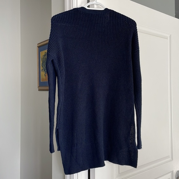 NWOT- Athleta Ribbed Merino Wool Blend Sweater Navy - Picture 5 of 6